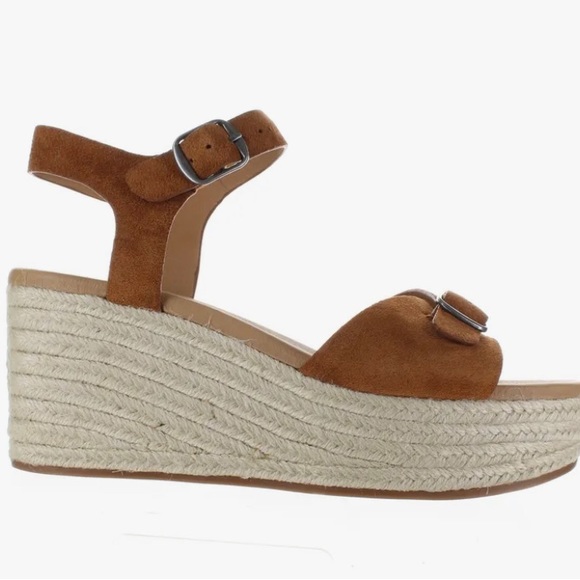 LUCKY BRAND Espadrille Naveah Wedge Sandal Size 7.5 Ankle Strap Buckle Casual - Picture 2 of 11